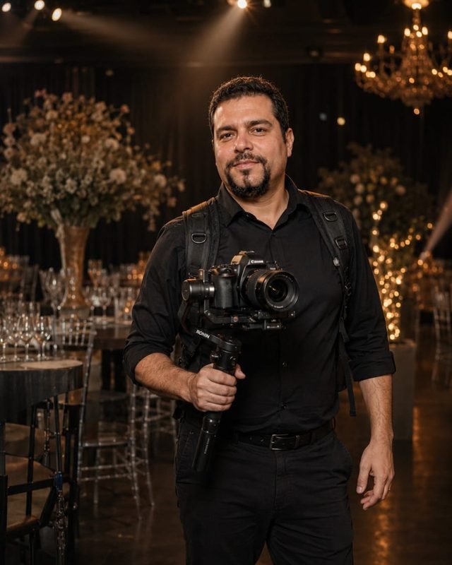 Márcio Vieira com câmera em gimbal